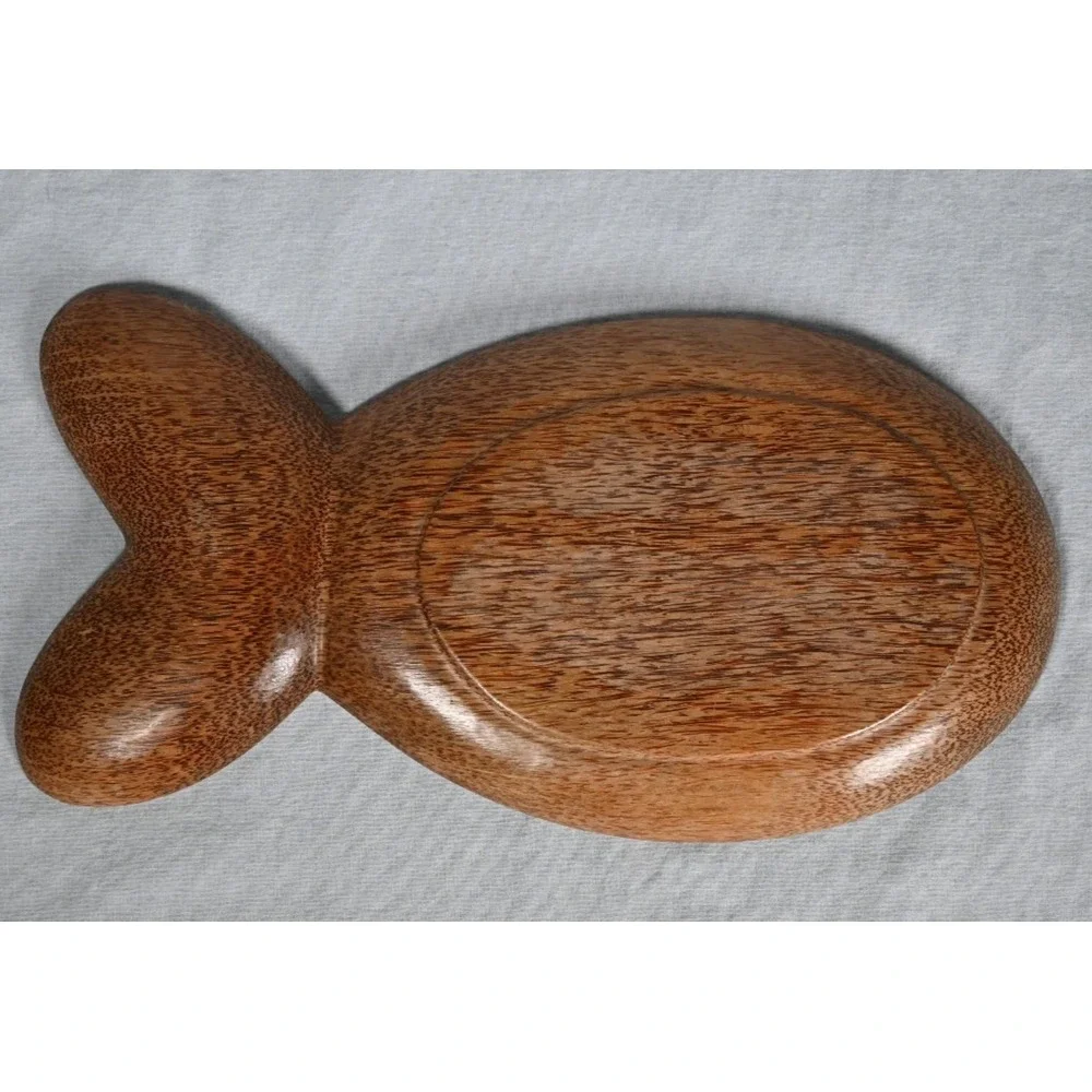 Vintage Coconut Wood Fish Serving Tray Plate Tropical Coastal Decor 13